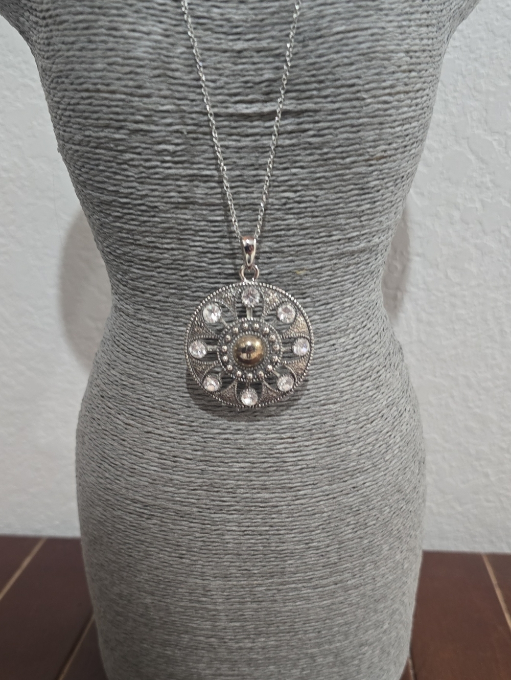 Vintage-Inspired Silver and Gold Medallion Pendant Necklace